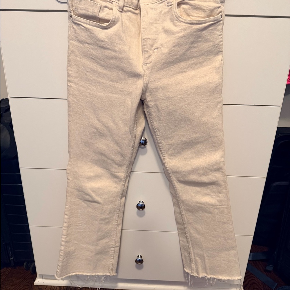 Zara Cream Straight Leg Jeans